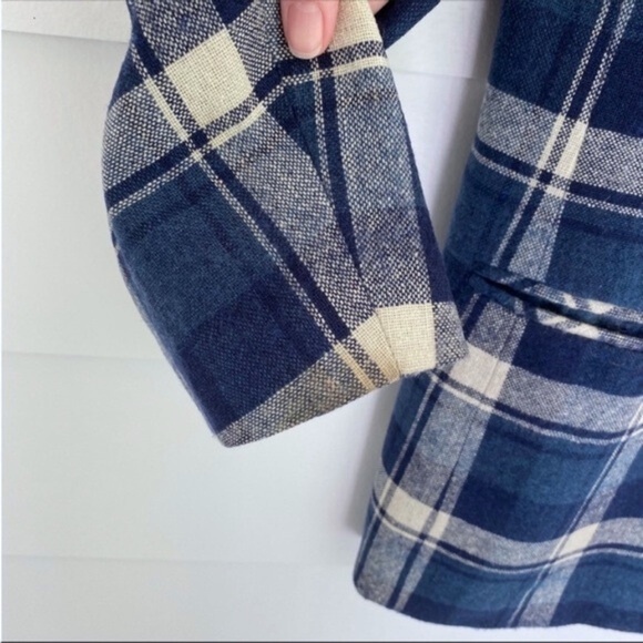 Vintage 90s Wool Blend Blue Plaid Jacket Medium - Picture 11 of 15